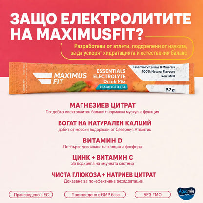 Електролити MaximusFit - Хидратация за активно спортуващи Студен Чай Праскова